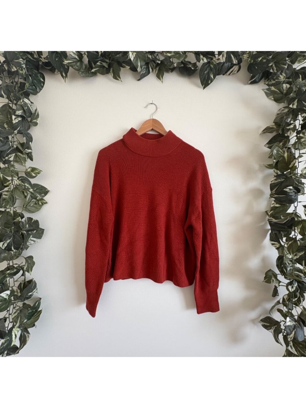Lululemon Athletic Merino Wool Blend Ribbed Turtleneck Sweater Cayenne Sz 10